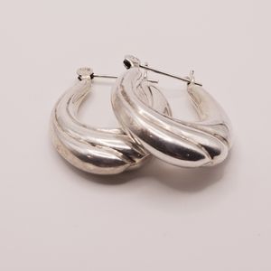 Sterling silver crescent hoop earrings